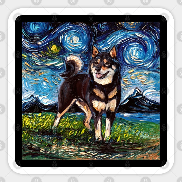 Black and Tan Shiba Inu Night Sticker by sagittariusgallery